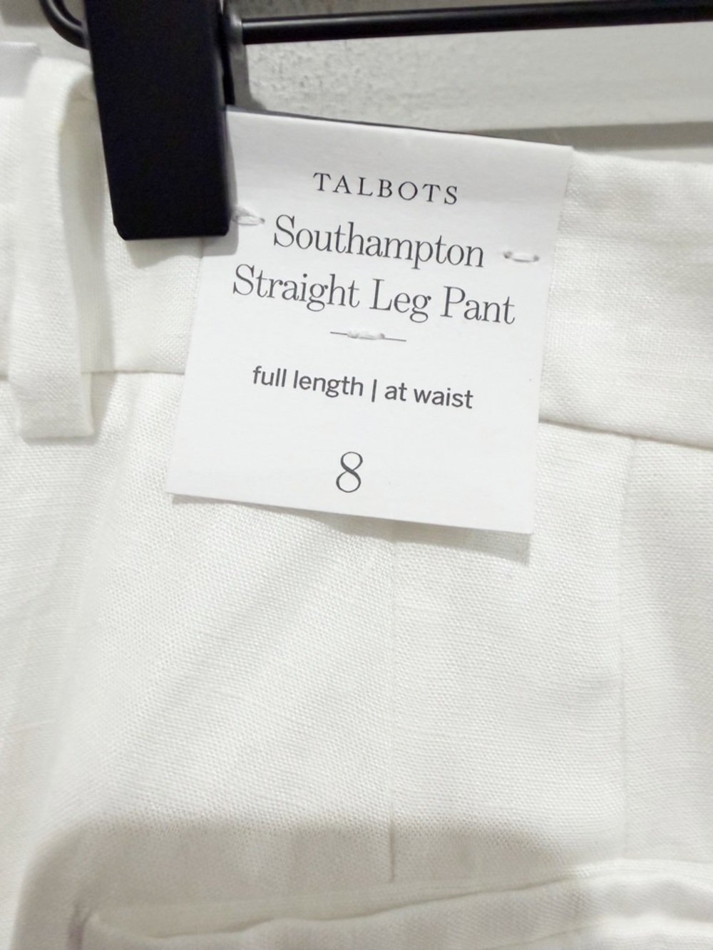 TALBOTS Southhampton Straight Leg Linen Pant White NEW Coastal Classic Size 8 - Picture 8 of 10